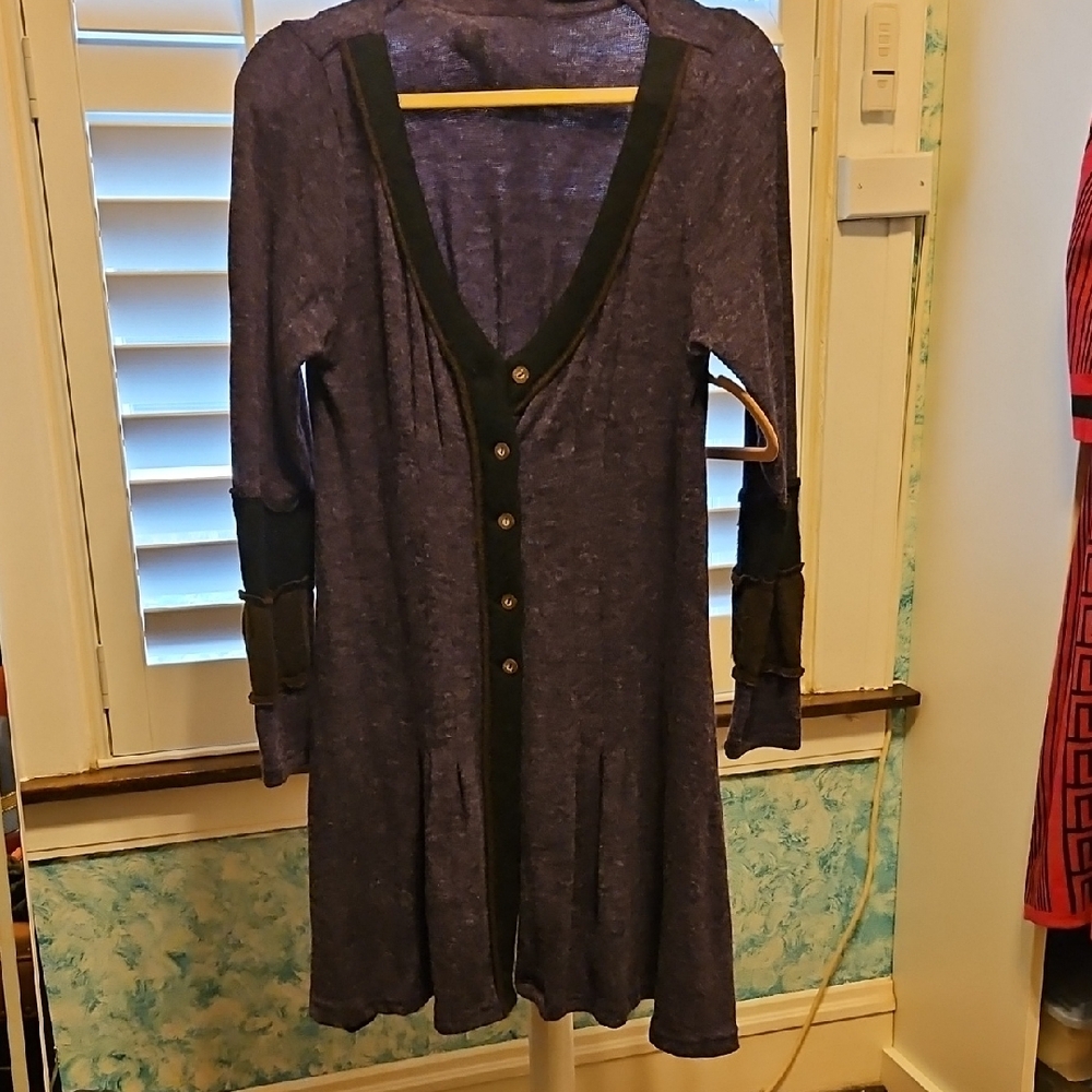 Women's Purple Long Sleeve Button-Front Dress